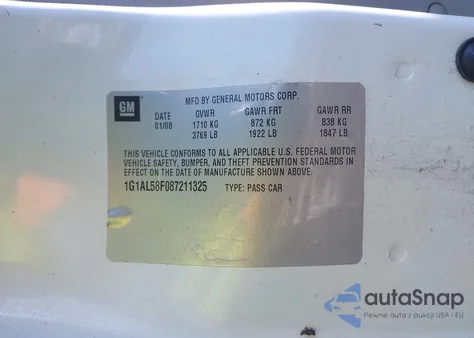 2008 Chevrolet Cobalt Lt из США, поврежденный, VIN 1G1AL58F087211325